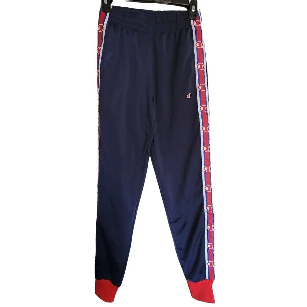 Champion Men's Vintage Striped Drawstring Pull On Jogger Sweatpants Blue Size XS